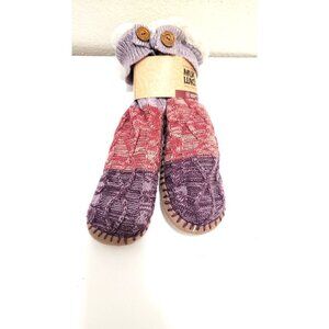 Muk Luks Womens Slipper Sock S/M Chunky Cable Knit Cozy Lining